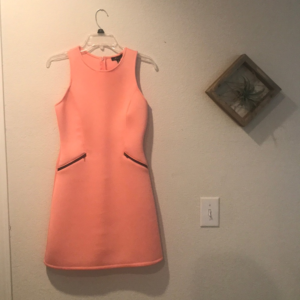 NWOT Coral Neoprene fit & flare dress. RETRO FEEL!